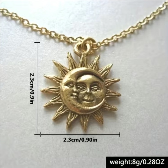 NWOT - Unisex Classical Creative Bohemian Sun & Moon Necklace Pendant (Silver) - Picture 7 of 8